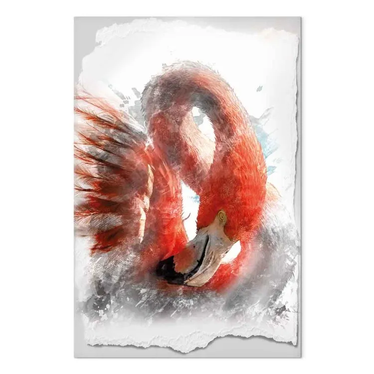 Red Flamingo (1-piece) - Majestic Bird on a White Background