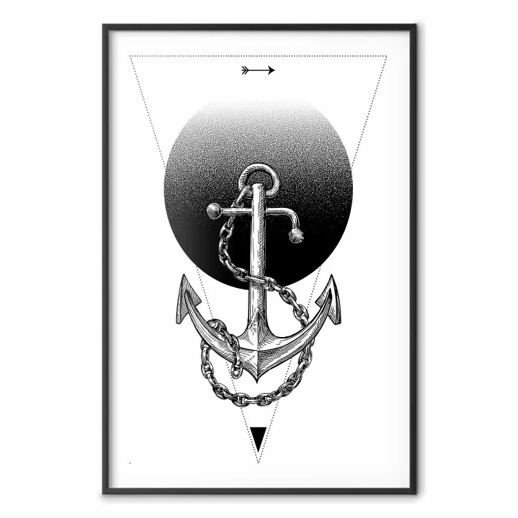 Anchor - black and white geometric composition with an anchor and a triangle