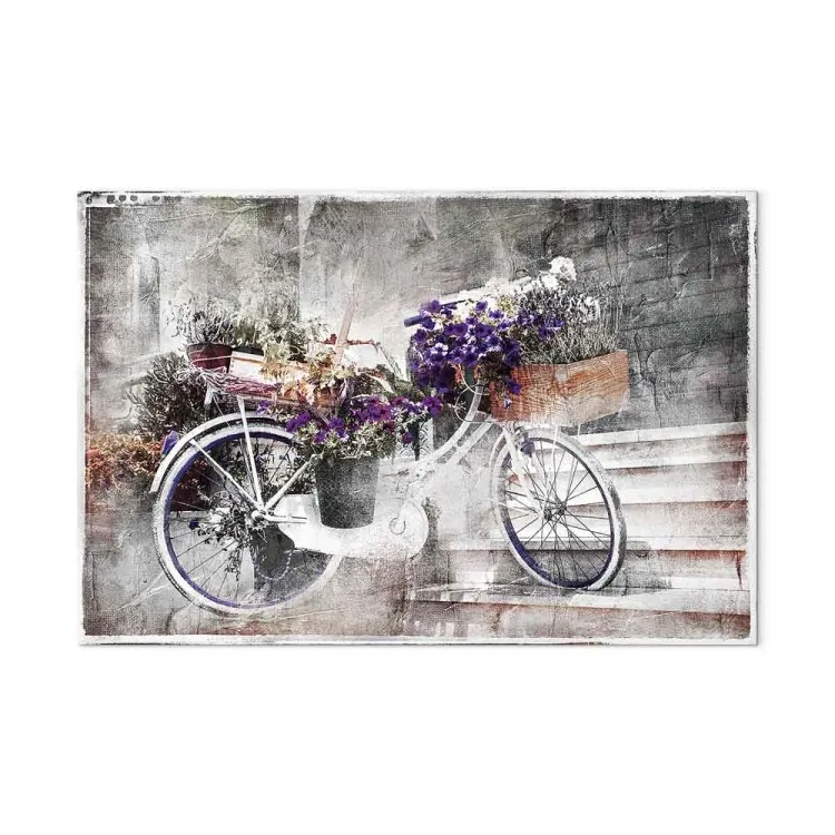 Flowery Street (1-part) - Bicycle in Shabby Chic Style Under Stairs