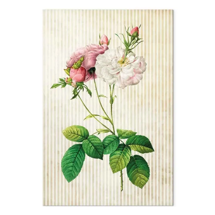 Nature in Retro Mood (1-part) - Flowers on Brown Stripes