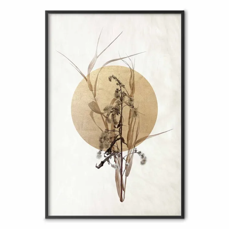 Field Bouquet - beige Japanese-style composition with a circle and plant
