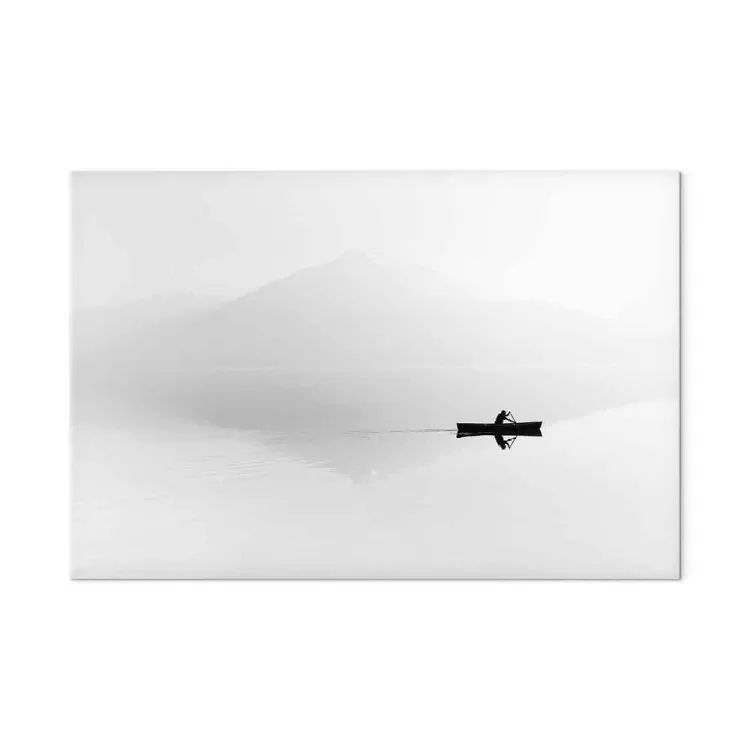 Outline of Mountains in Mist (1-part) - Boat Against White Landscape