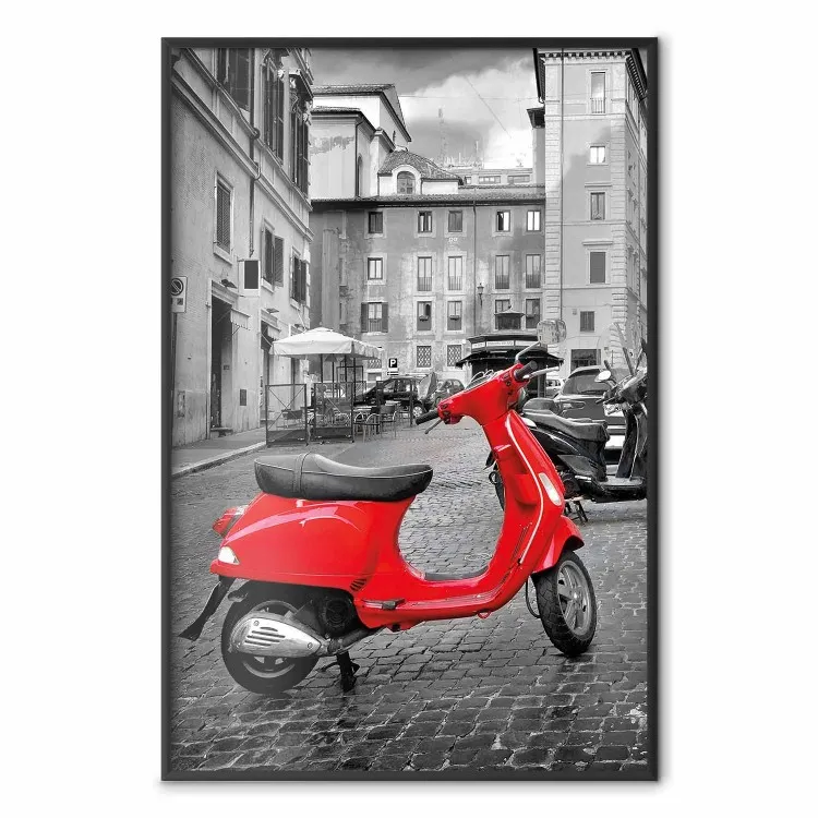 My Dream - red scooter and black-and-white architecture of Italy