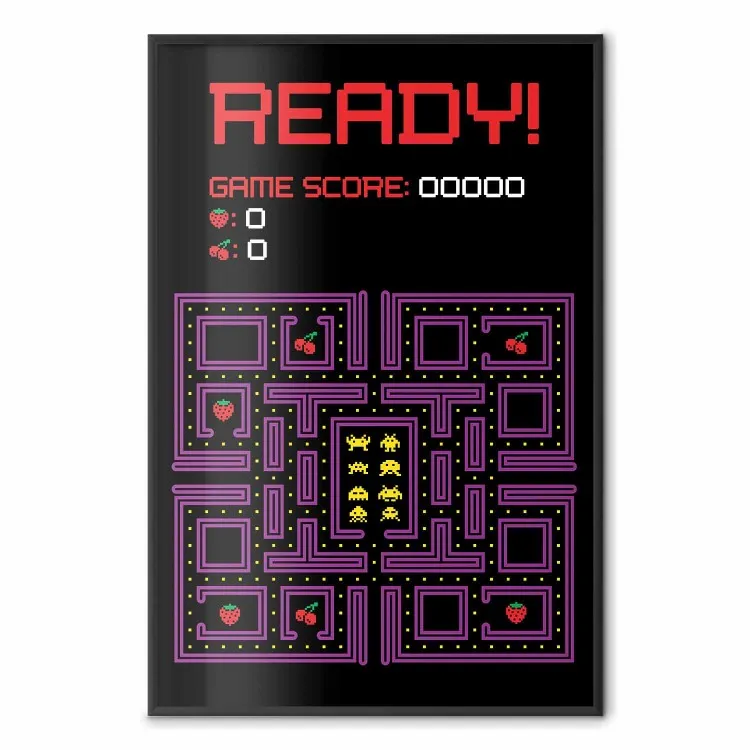 Ready! - English captions and fruit icons on Pacman game map