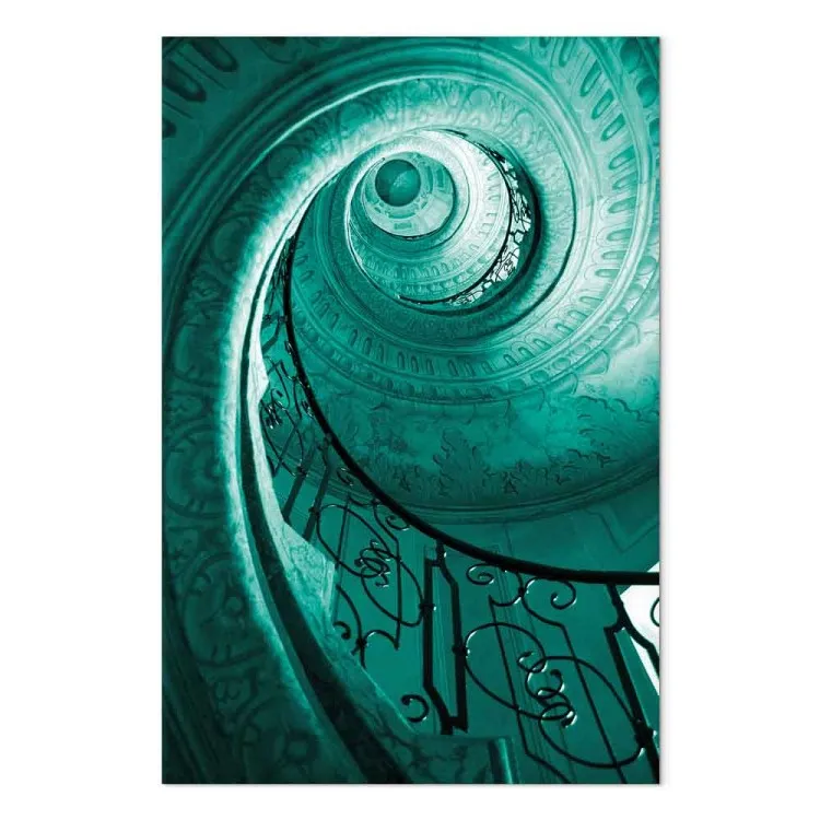 Spiral staircase - photograph of the staircase in turquoise colour