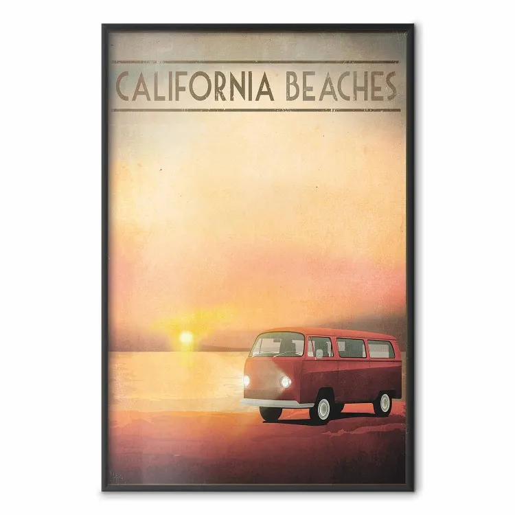 California Beaches - English captions and car at sunset