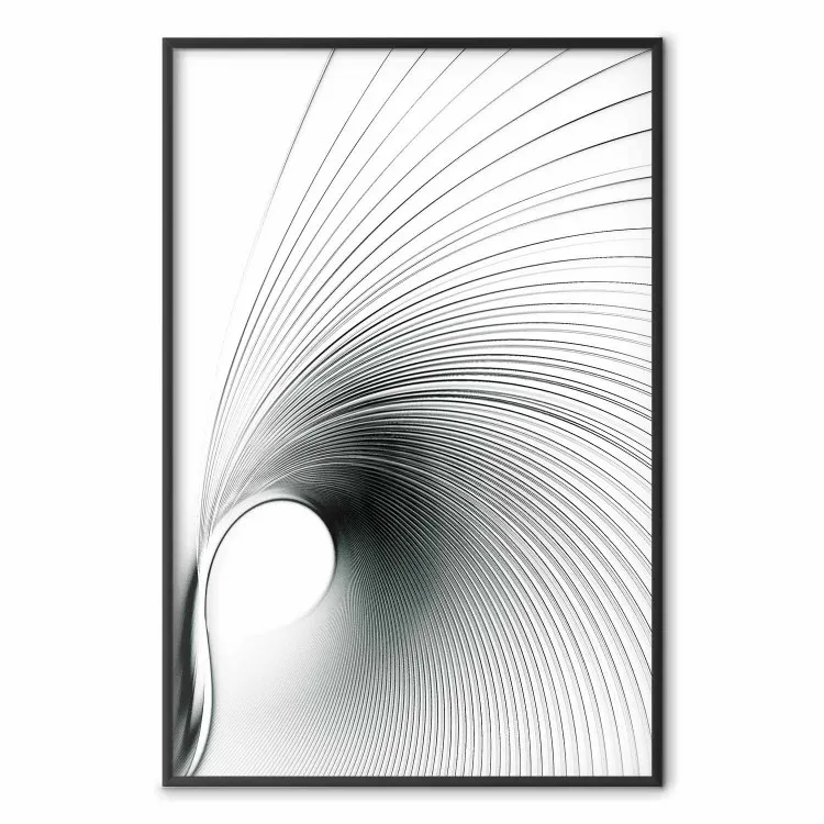 Curve of Time - abstract black lines forming waves on white background