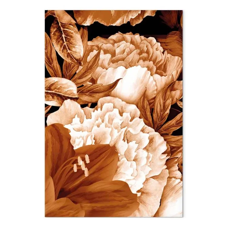 Bouquet of lilies and peonies in sepia - photo with flowers in sepia