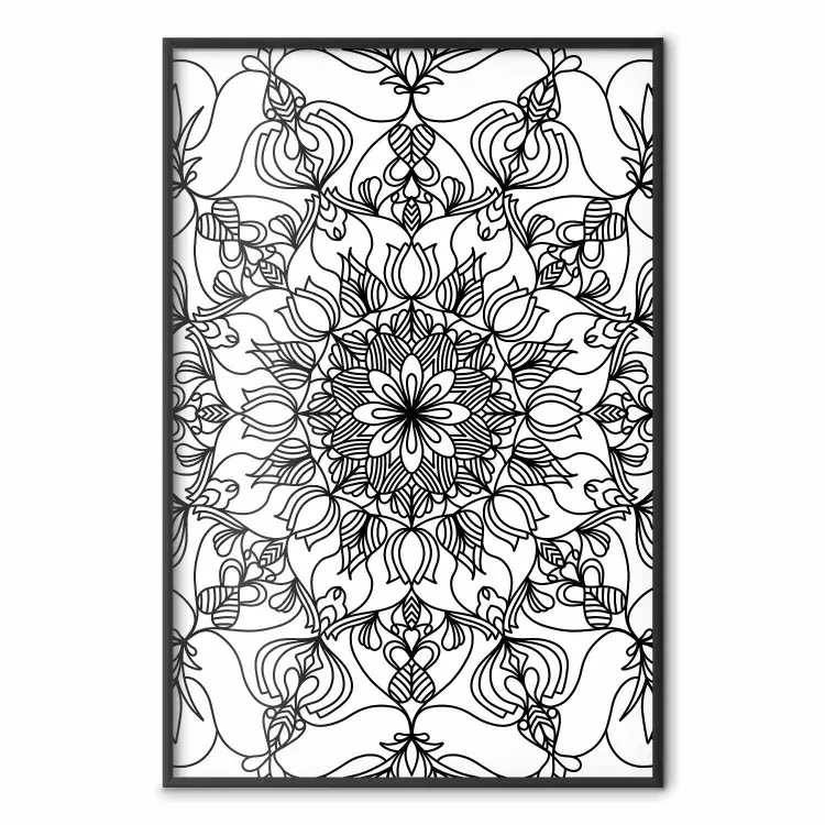 Zen in Black - black patterned mandala in oriental Zen motif