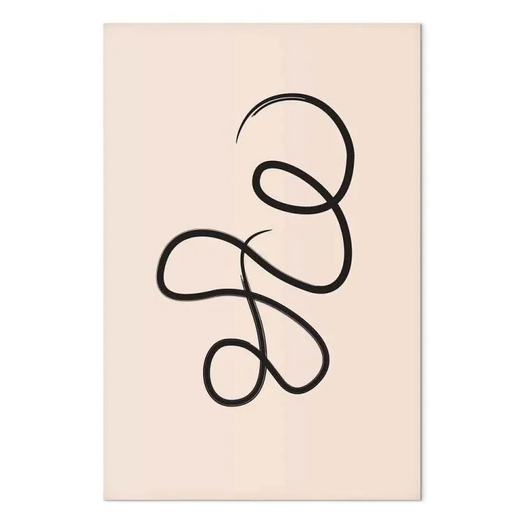 Black, twisted string - an abstract wave on a beige background
