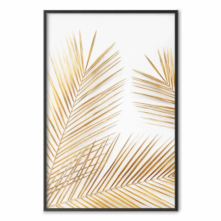 Golden Palms - tropical golden leaves on a contrasting white background