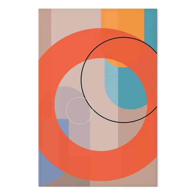 Circles and semicircles - multicoloured figures on beige background