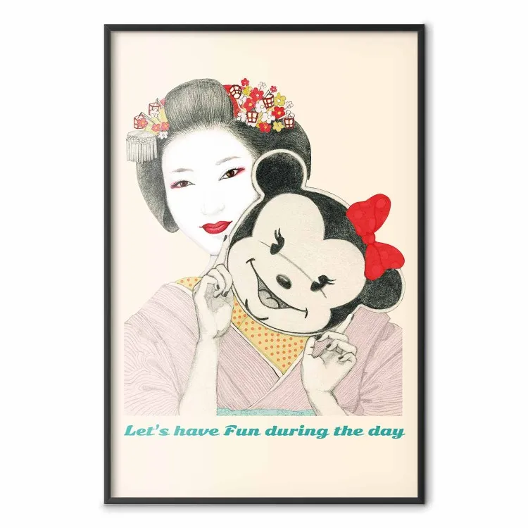 Funny Geisha - portrait of a woman with a mouse mask in an oriental motif