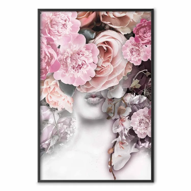 Give a Kiss - abstract portrait of a woman surrounded by light roses
