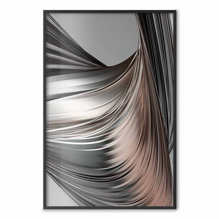 Before the Storm - abstract composition of gray waves on uniform background