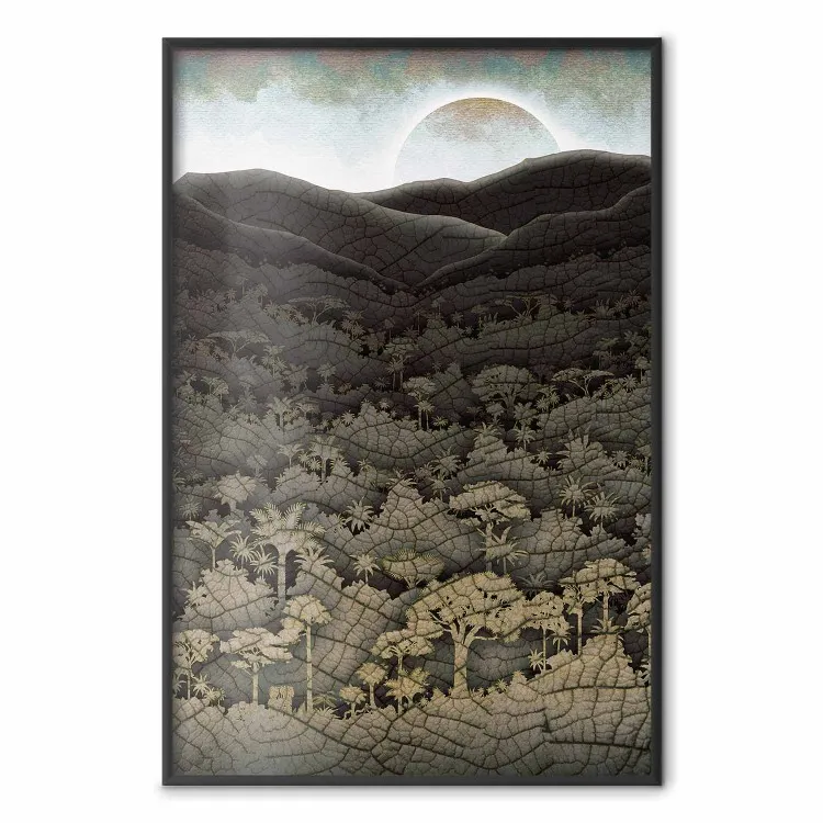 Jungle Structure - abstract texture of jungle on background of sky and moon