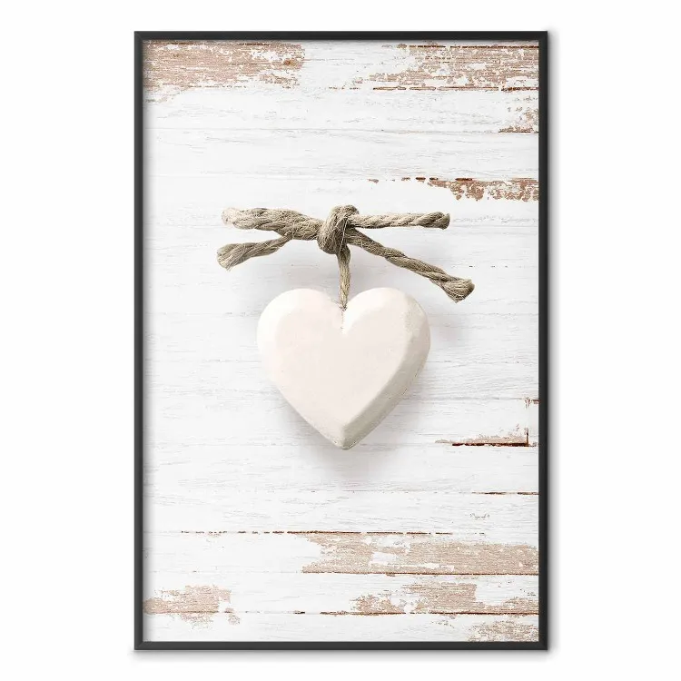 Knotted Love - stone white heart on light wooden background