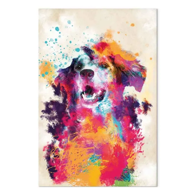 Watercolor Dog (1-part) vertical - futuristic colorful animal