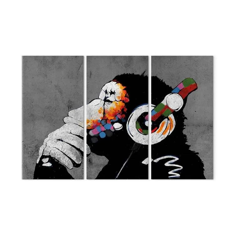 Hot Rhythms (3-part) - artistic mural of figures with headphones