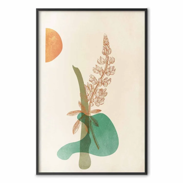 Lupine - unique abstraction with a plant and rounded shapes in boho style