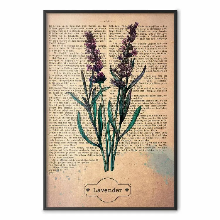 Lavender Memory - composition with blooming plants and text in background