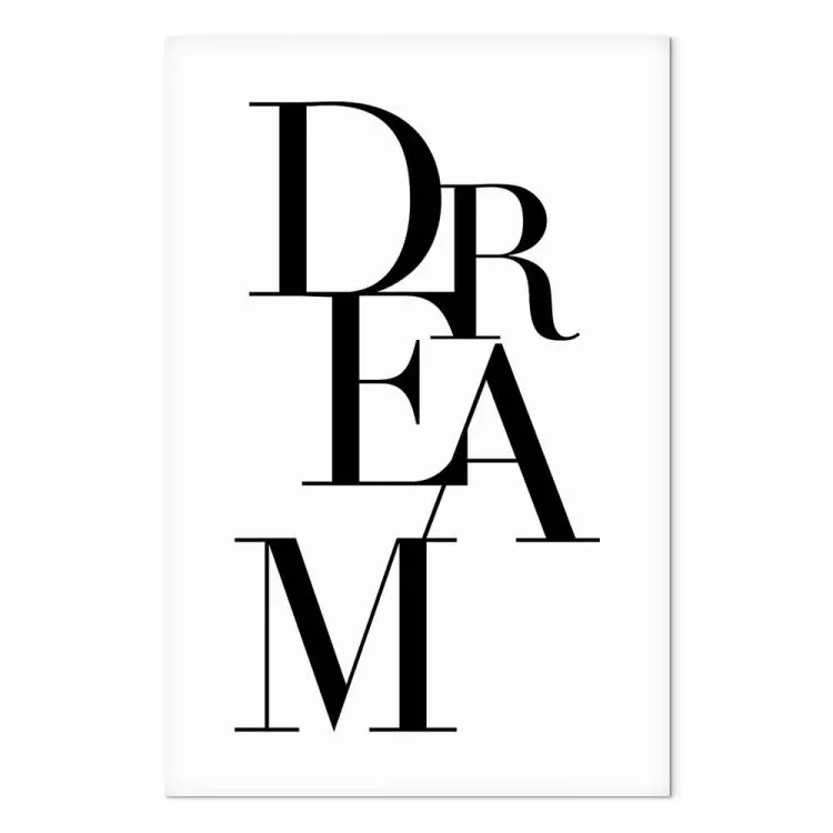 Black Dream (1-part) vertical - abstract black and white inscriptions
