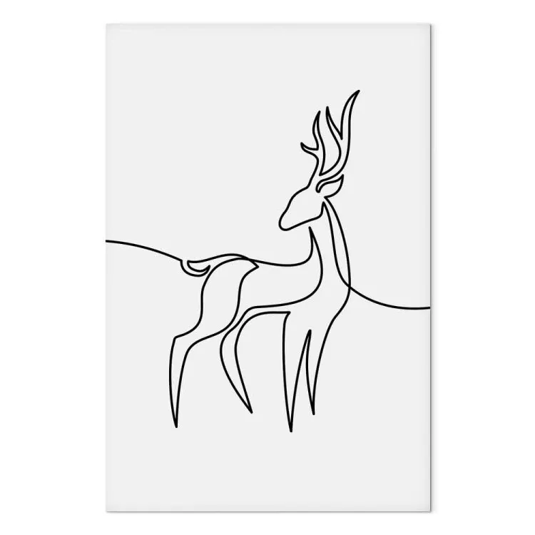Deer figure - black and white abstraction in line art style