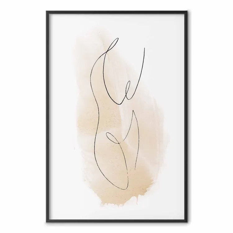 Ariadne's Thread - abstract line art characters on a background with a brown spot