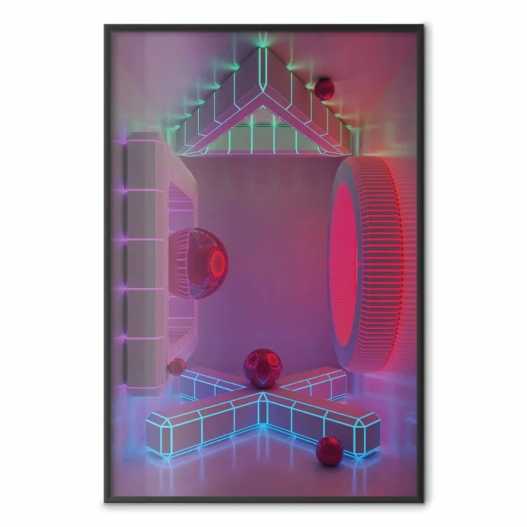 Four Walls - geometric figures with neons in an abstract style