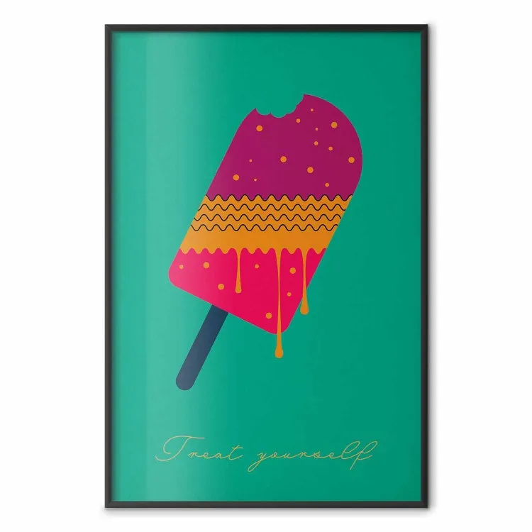Treat Yourself - colorful popsicle ice creams on a solid turquoise background