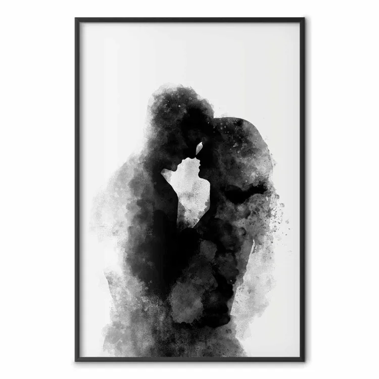 Memory of a Kiss - black enamored couple in a watercolor motif