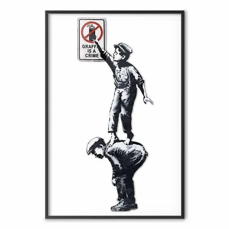 Graffiti is a Crime - black people holding a sign on a white background