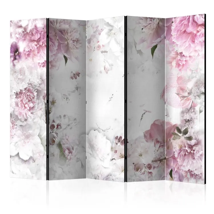 Dancing Peonies II (5-piece) - romantic flowers and white background