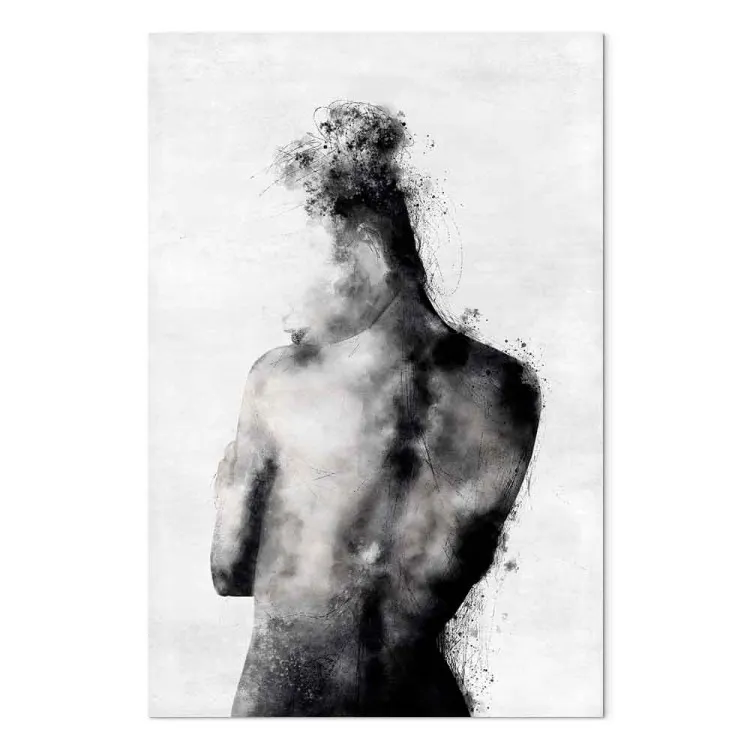 Contemplative (1-piece) Vertical - abstract black and white silhouette