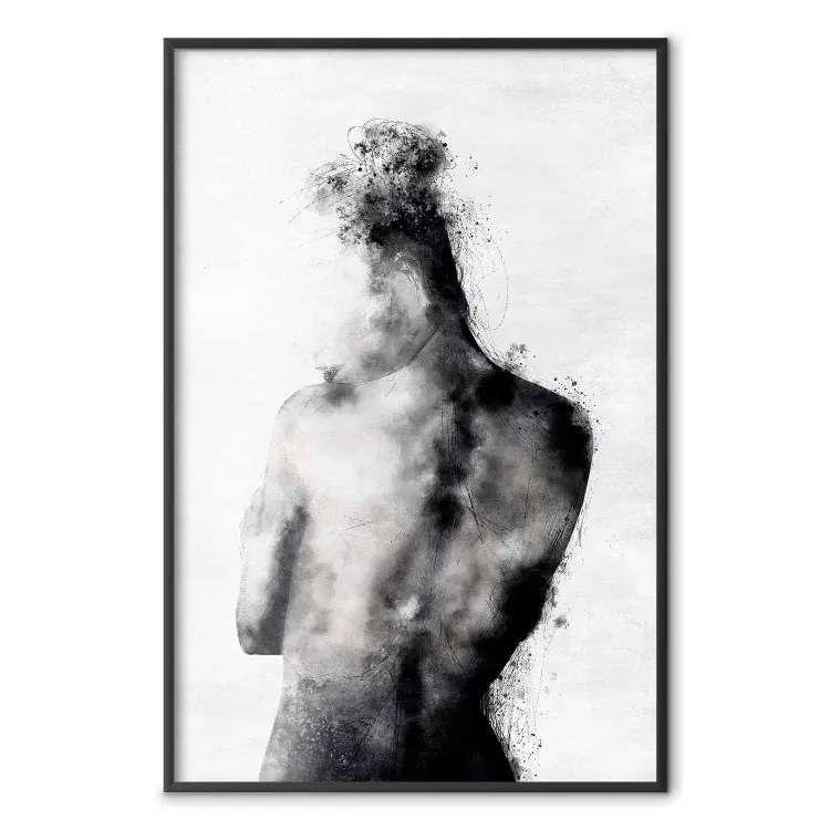Contemplative - black and abstract silhouette of a figure on a contrasting background