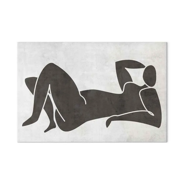 Lying woman - black and white graphic in scandi boho style