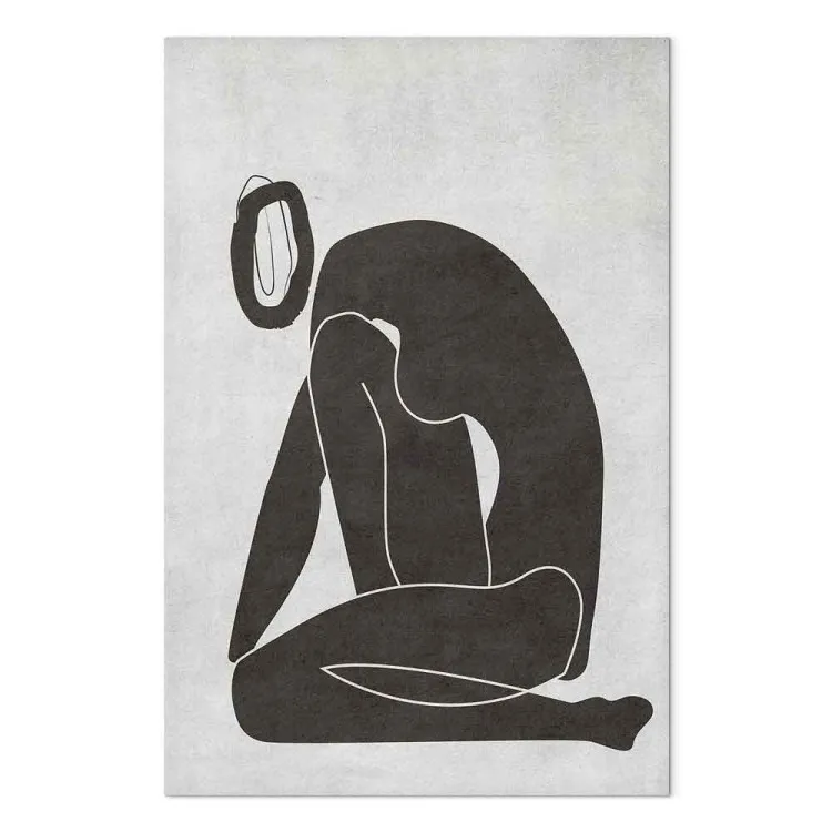 Woman silhouette - black and white graphic in scandi boho style