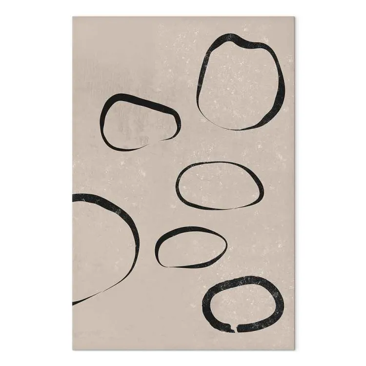 Asymmetric black circles - japandi style abstraction
