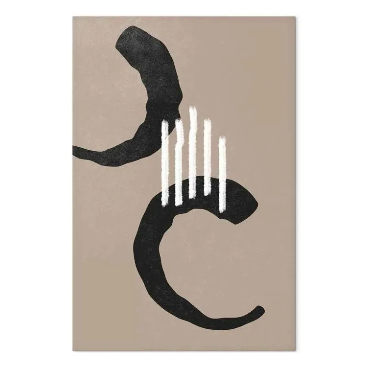 Black semi-circles - scandi boho style abstraction on beige background
