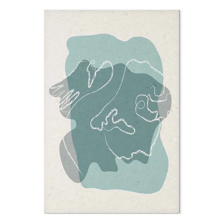 Association - Abstraction with white lines on a blue-cream background