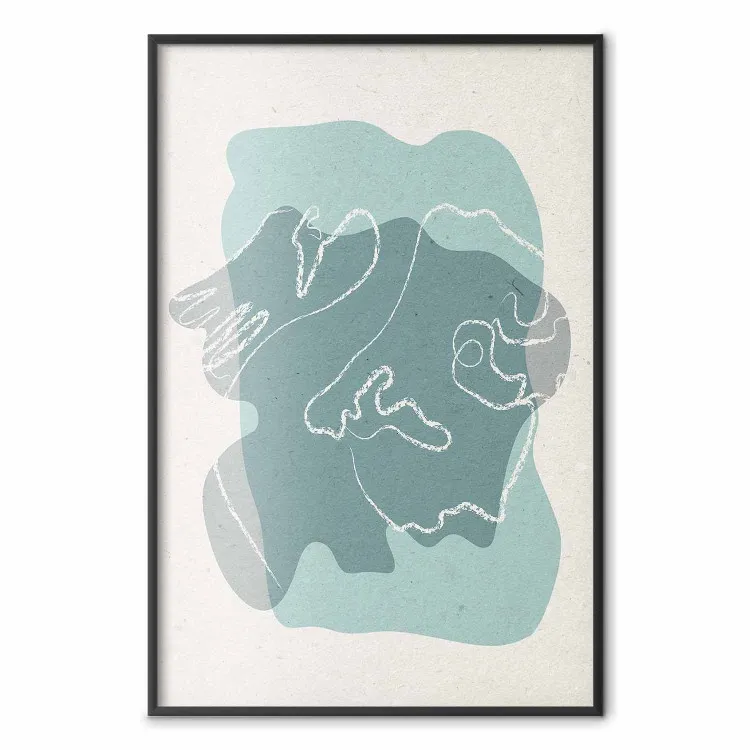 Spring Visitor - line art on a blue background in an abstract motif