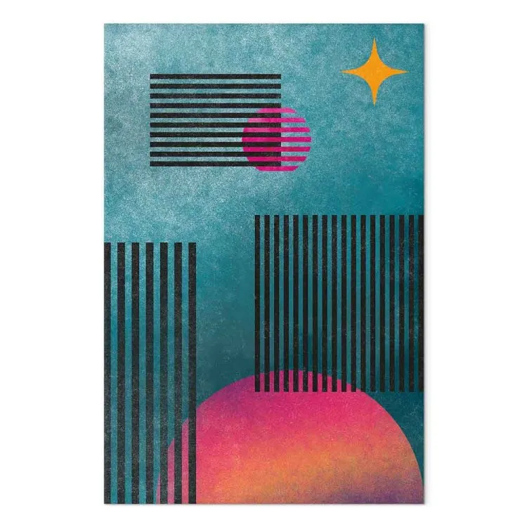 Strip codes - Abstraction with black stripes on the background of blue