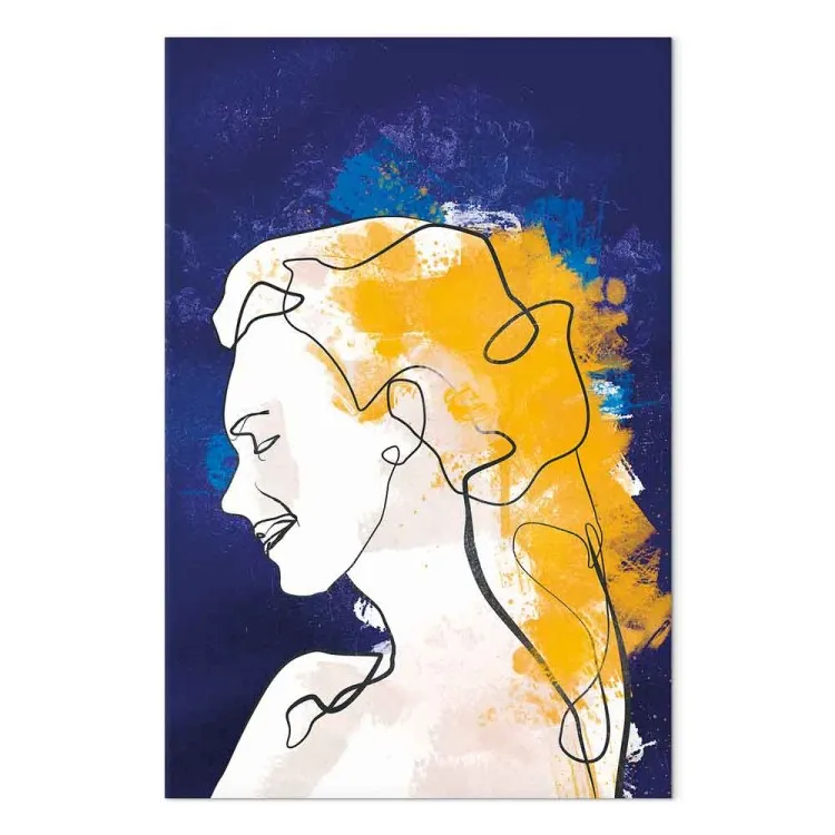 Portrait on a blue background - graphic in a minimalist style