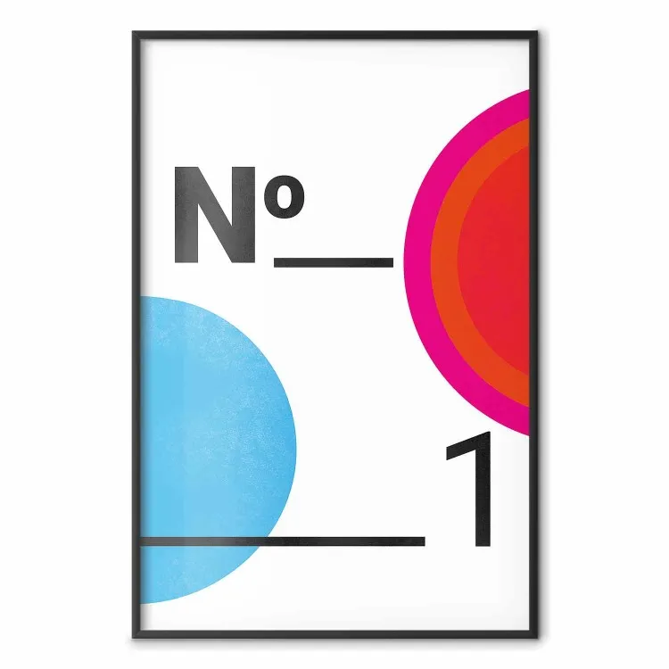 Number 1 - black numbers and colorful geometric figures on a white background