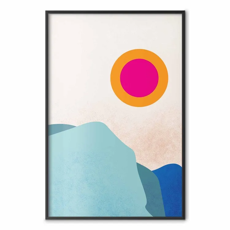 Sunny Fjord - abstract landscape of mountains against a clear sky