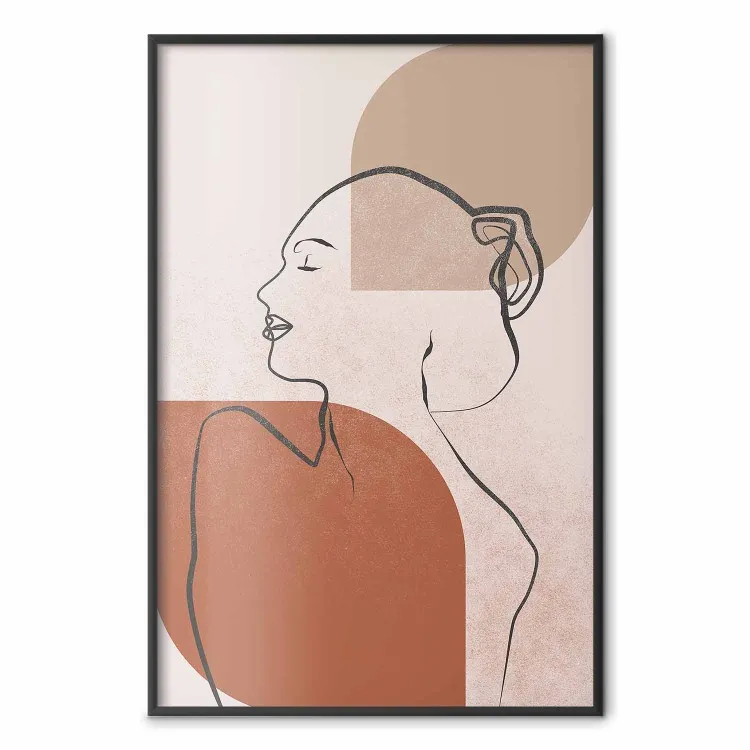 Waiting for the Sun - line art of a female silhouette on an abstract background