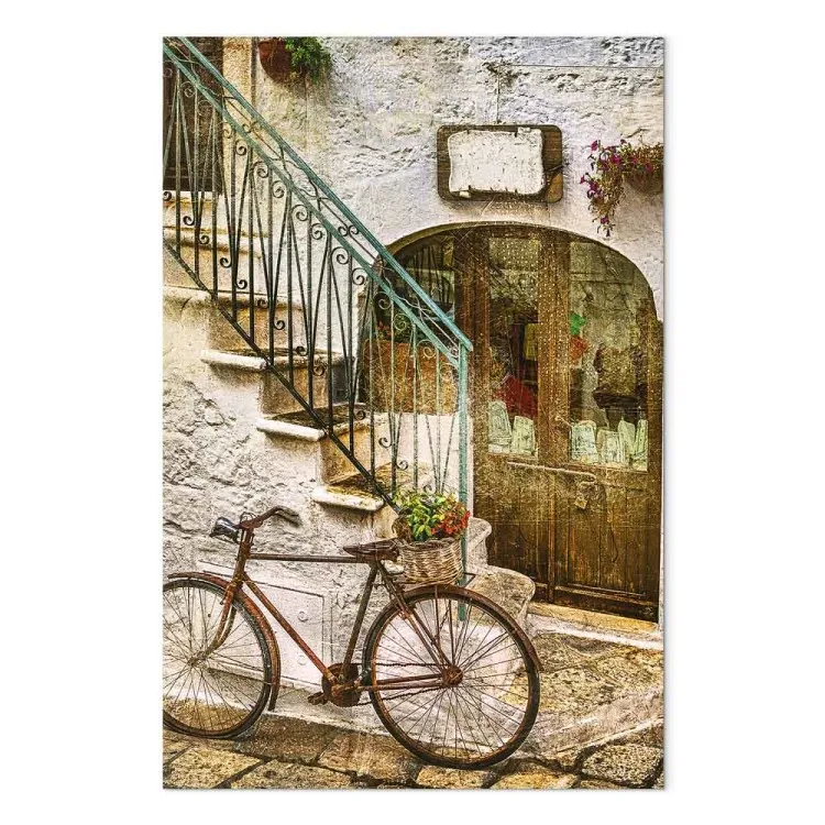 Bike on the stone stairs - photography of the Italian town