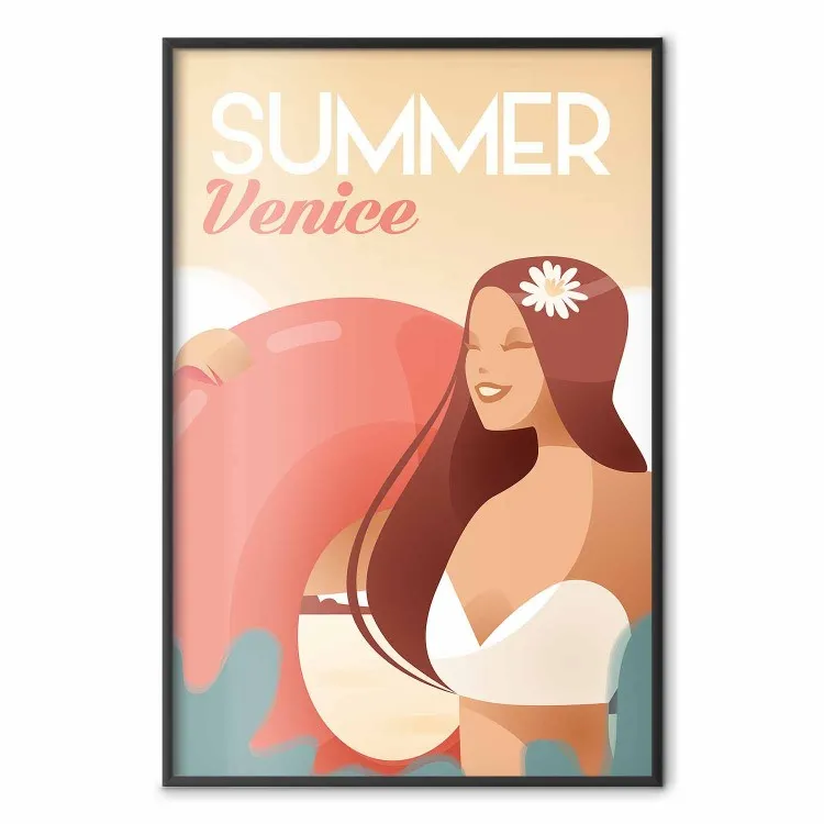 Venetian Beach - summer composition with a woman and English text