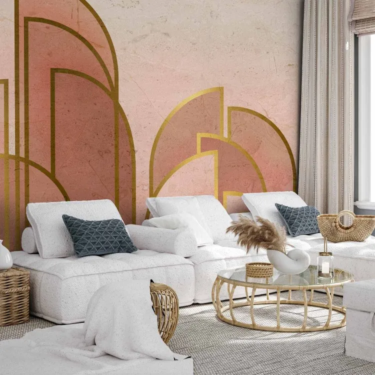 Pink abstract with arches - geometric composition in art deco style