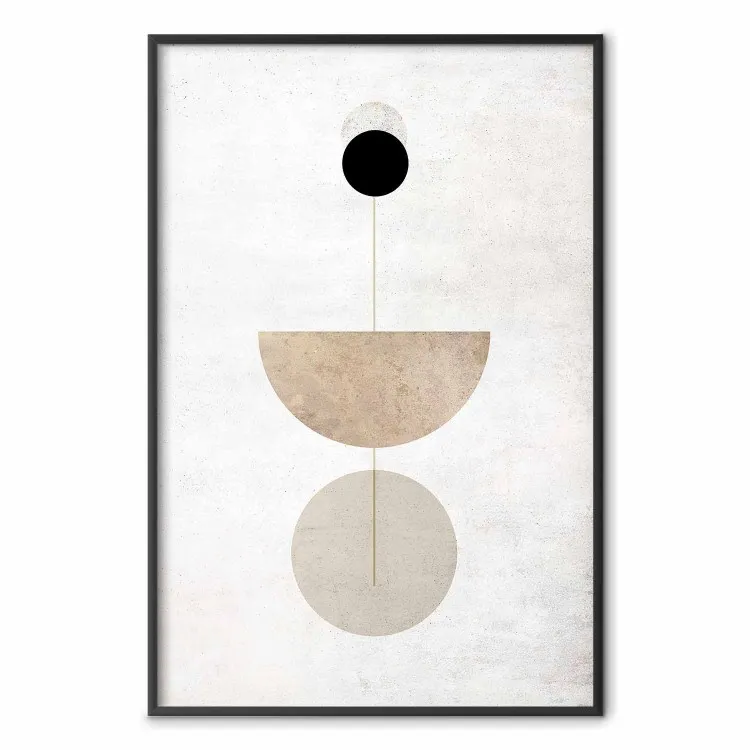 In Line - geometric abstraction with circles on a light background in boho style